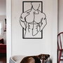 Wallity Muscular Man Escultura de Pared de Metal Negra